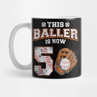 This Baller Is Now 5 Year Old 5Th Birthday Baseball Boy Mug